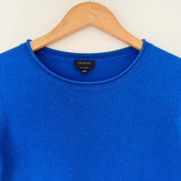 100% Cashmere Crewneck Sweater in Royal Blue by Talbots, Size XS, Like New - Picture 4 of 12
